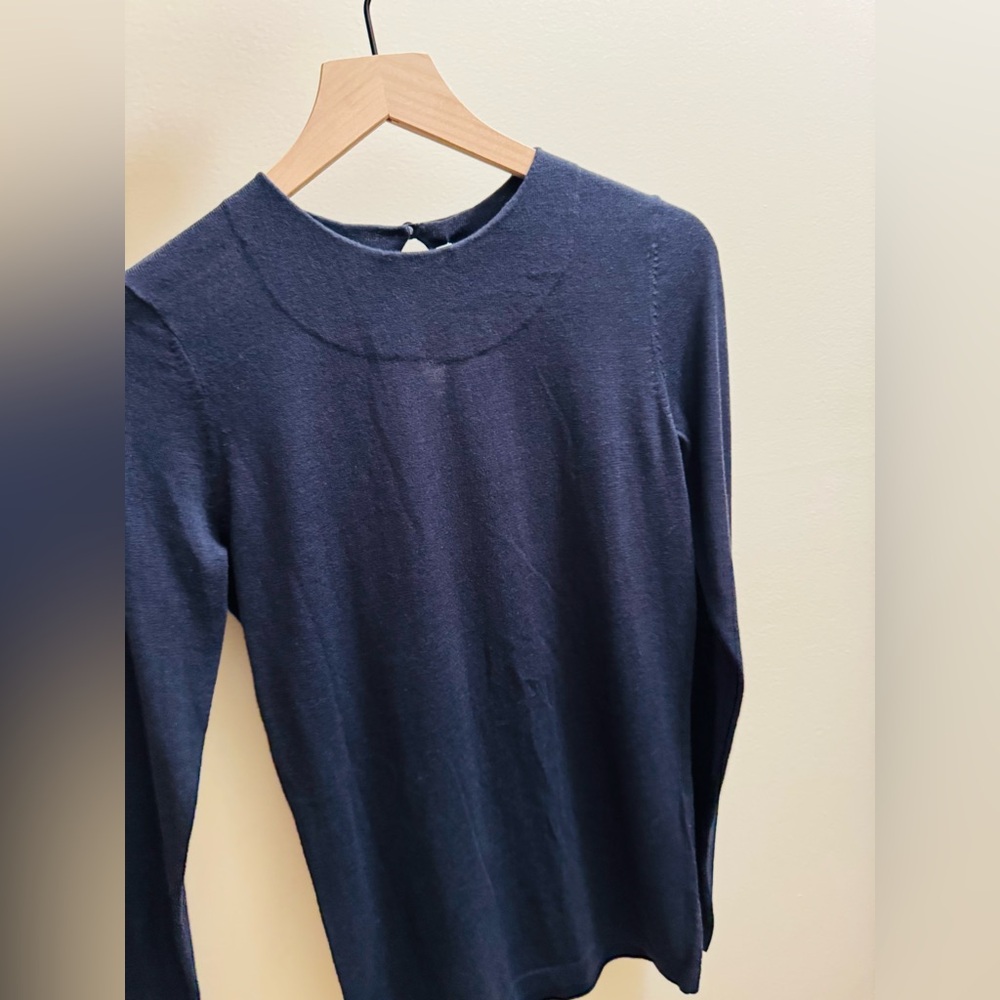 Bill Blass New York Keyhole Sweater Navy Blue Size S